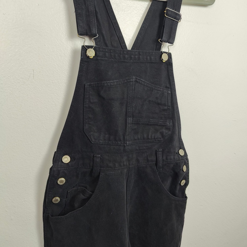 Brandy Melville J.GALT Denim Overalls Womens Small Black Bib Pants Preppy Boho‎ - Picture 3 of 7